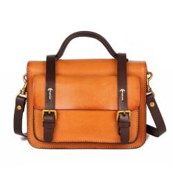 2024 Custom Vegetable Tanned Genuine Leather Satchel Bag For Women Retro Handbag