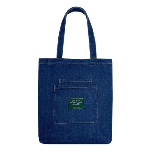 Eco-Friendly Recycled Canvas Tote Bag Custom Logo Designer Women's Denim Shoulder Bag