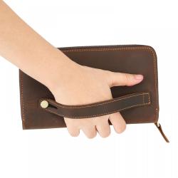 KBW315 2023 Hot Selling Money Bag Head Layer Cowhide Clutch Bag Large Capacity Retro Simple Men's Long Multi-card Package