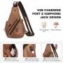 LOVEVOOK Fashion Canvas Crossbody Backpack Genuine Leather Shoulder Bag Casual Daypacks for Men Cycling Hiking Travel Sling Bag