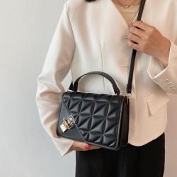 New retro solid color small bag 2024 summer fashion embossed crossbody bag diamond simple handbag women's shoulder messenger bag
