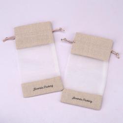 Eco-Friendly Burlap Drawstring Gift Bag Custom Logo Printed Organza Pouch For Wedding Party Favor