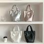 New Trendy and Fashionable Handbag High Grade Shiny Face Women's Bag, Large Capacity Soft PU Bucket Bag