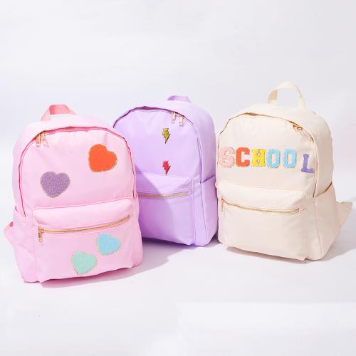 Adorable Patch Lightweight Classic Basic Waterproof Casual Backpack Kids School Bags with Bottle Side Pockets School Backpack