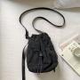 Drawstring Ruffles small messenger bag women soft nylon crossbody bucket bags fashion simple ladies shoulder bags