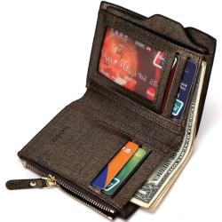 ZR332 2023 Business Men's Wallet Noble Fashion PU Zipper Change Big Money Card Bag for Father and Boyfriend
