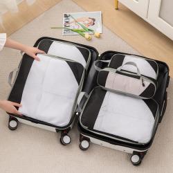 oem custom brand luxury 7 pieces traveling organizers storage bag set black travel packing cubes for luggage