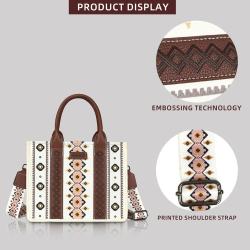 Custom Wholesale Bohemian Geometric Square Handbag Women's Classic Vintage small Long Shoulder Strap Crossbody  Canvas Bag