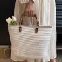 ZWY092 Summer Beach Cotton Cord Weaving Girls Tote Bag New Wholesale Travel Fashion Large Tote Bag Practical Work Picnic Bag