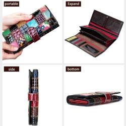 ZF214 Ladies Clutch Wallet Long Colourful Splicing Coin Purse Women's Zipper Phone Bag Leather Money Clip
