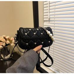 2024 fashion heart decoration ladies sling bag popular handbags pearl chain shoulder bags for woman