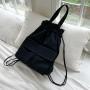 New Korean version trendy canvas single shoulder bag female niche pleated backpack girls casual large capacity tote bag