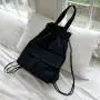 New Korean version trendy canvas single shoulder bag female niche pleated backpack girls casual large capacity tote bag