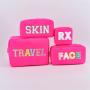 Keymay Personalized Chenille Letter Large Travel Makeup Bag Waterproof Zipper Purse Cosmetic Bag Custom Logo