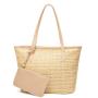 High Quality Designer Tote Handbags Handmade Natural Rattan Straw Beach Bags Ladies Fashionable PU Leather Custom Logo Polyester