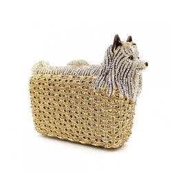 OEM Factory Women Rhinestone Purse Leather Evening Dog Shaped Clutch Gown Crystal Bag
