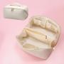 Gelory Fashion Custom PU Leather Luxury Diamond Design Zipper Makeup Organizer Bag Travel Women Cosmetic Pouch Bag