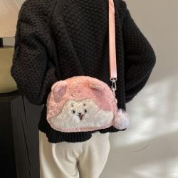 custom animal shape Cartoon cute little squirrel plush bag furry girl doll doll bag shoulder crossbody bag
