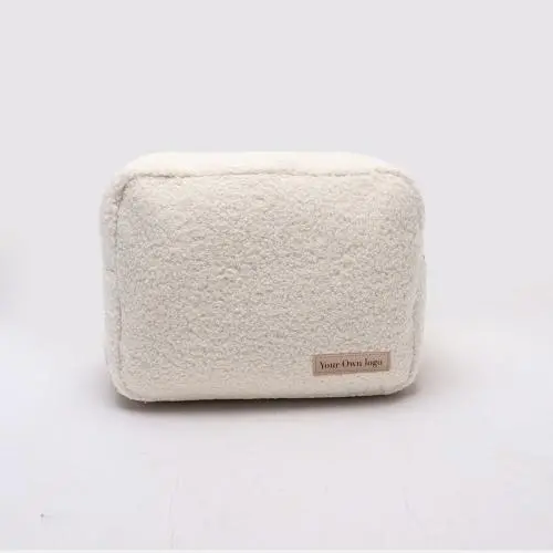 Keymay RTS Fast Shipping S M L Xl Multi-color Custom Logo Women Winter Teddy Makeup Bag Cosmetic Plush Bag Girls Sherpa Pouch