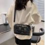 Trendy Summer Women's Square Shoulder Bag New Style Woven Handmade Zipper Closure Single Strap PU Polyester Portable Letter