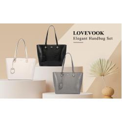Lovevook 2022 Brand Designer Handbags Set for Women Fashion Shoulder Tote Bags Top Handle Satchel 3pcs Ladies Purse and Handbags