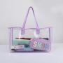 Keymay Custom New Design U-shaped Beach Shopping Tote Bag Women Pvc Shoulder Handbag Large Transparent Clear Tote Bags