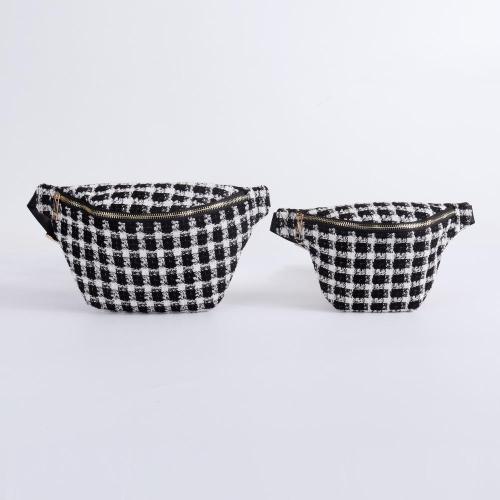 Classic Tweed Waist Bags Women Winter Fanny Packs Girls Ladies Crossbody Chest Belt Bag Bumbags Black Durable Plaid Waist Bag