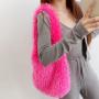 New Plush Shoulder Bag Faux Fur Hobo Bag Large Capacity Marshmallow Macaroon Color Handbag Fashion Bags