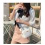 HR433 Printed Wide Shoulder Strap Crossbody Small Square Bag Women Wave Pattern Embroidered Bag PU Leather Camera Storage Bag