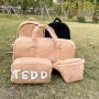 Wholesale Custom Kids Pink Plush Children School Bag Candy Color Mini Plush Teddy Velvet Backpack