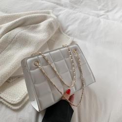 Women's Shoulder Bags 2024 New Korean Retro Chain Solid Color Armpit Bag Lingge Casual Bags for Women