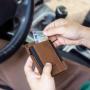 Men pop up wallet metal and leather rfid blocking wallet