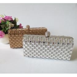 Factory wholesale purse silver glass rhinestone handbag elegant women party clutch bags evening bag for women pochette femme