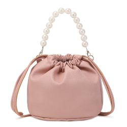 2024 Pearl Handheld Cloud Bag Versatile Lady's Crossbody Fresh Water Bucket Bag Fashionable Women's Shoulder Bag Handmade
