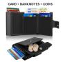 Aluminum Credit Card Black Wallet Rfid Blocking Trifold Alloy Business Casual Coin Purse Leather Metal Card Holder