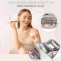 Large Travel-Friendly Leather Cosmetic Bag with Strap Portable Waterproof Anti-Dust Makeup Case Women Opens Flat Lay Makeup