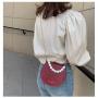 HR351 New Fashion Chain Pearl Handheld Shoulder Bag Simple Crossbody Saddle Bag PU Leather Magnetic Button Oval Bag For Women