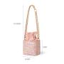 Factory Wholesale Elegant Tweed Drawstring Womens Bucket Bags Pu Leather Metal Chain Custom Logo Stylish Ladies Crossbody Bags