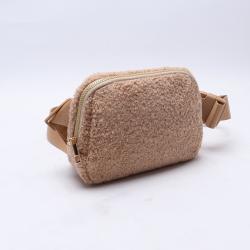 Keymay New Arrival Rts 7 Colors Winter Crossbody Buckle Belt Teddy Sherpa Waist Bag Sports Fanny Pack Bum Bag Zipper Chest Bag