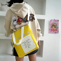 New Large Capacity Vintage-Style Ladies Canvas Shoulder Bag Contrast Color Student Messenger Bag Fashionable for Females