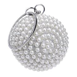 Hot selling round purses pearl beading bag handbags trendy wedding party bags women evening bag women clutch