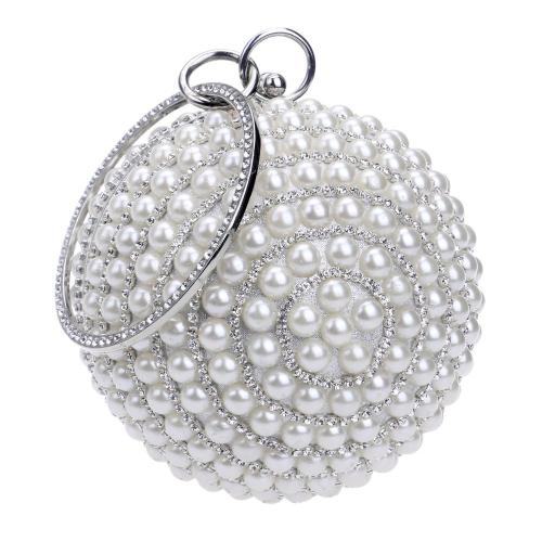 Hot selling round purses pearl beading bag handbags trendy wedding party bags women evening bag women clutch