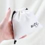 Luxury Custom Logo Printed White Herringbone Cotton Drawstring Bag Jewelry High End Twill Cotton Gift Pouch With Divider