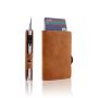 Designer Leather Metal Card Holder RFID Aluminum Wallet Business Leather Pop Up Credit Card Holder Wallet