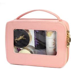 Clear Travel Case Pink Clear Travel Toiletry Makeup Bag with Zipper for Women