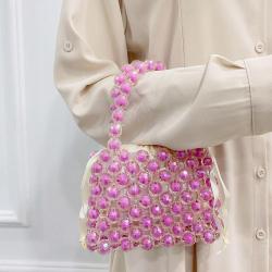 customize Summer Handmade Crystal Beaded Handbag Elegant Acrylic Beads Bag Designer Evening Clutch Purse Women Beach Bag Holiday