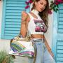 Ladysky top product 2024 fashion women's tote bag with belt super personalized metal letter handbag printing ladies shoulder bag