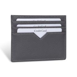 Customized Logo Card Holder Mini Slim Wallet Men Rfid Credit  PU Leather Card Holder With 6 Card Slot