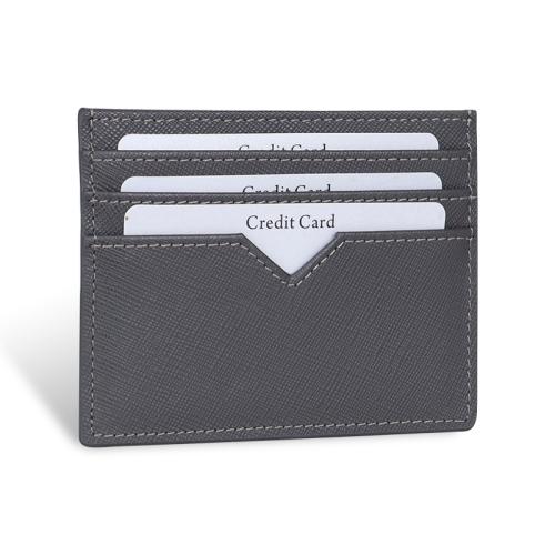 Customized Logo Card Holder Mini Slim Wallet Men Rfid Credit  PU Leather Card Holder With 6 Card Slot