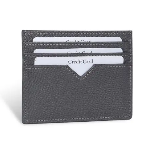Customized Logo Card Holder Mini Slim Wallet Men Rfid Credit  PU Leather Card Holder With 6 Card Slot